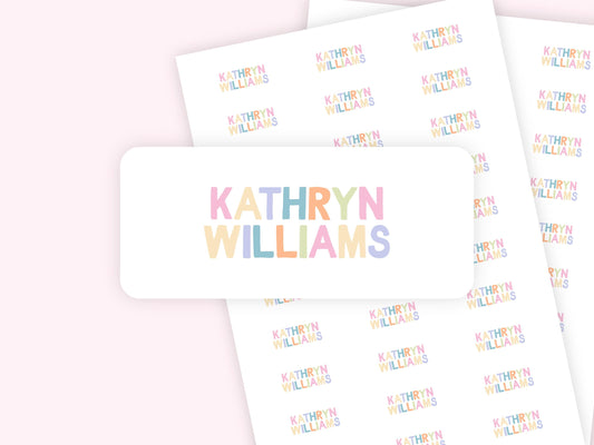 Personalized name label stickers - Rainbow Letters