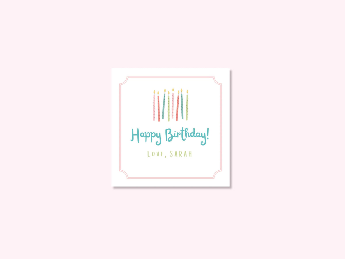 Personalized birthday enclosure cards with candle design