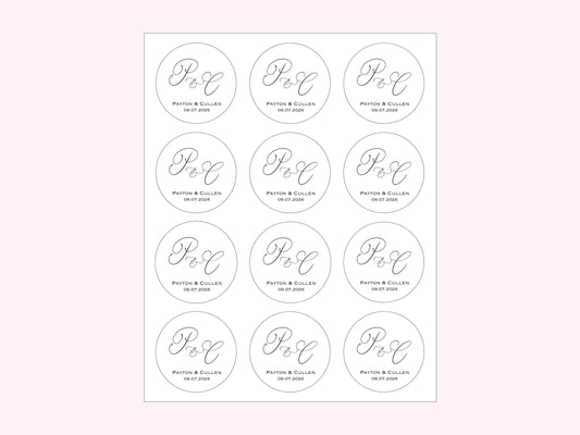 Personalized Wedding Stickers with custom initials