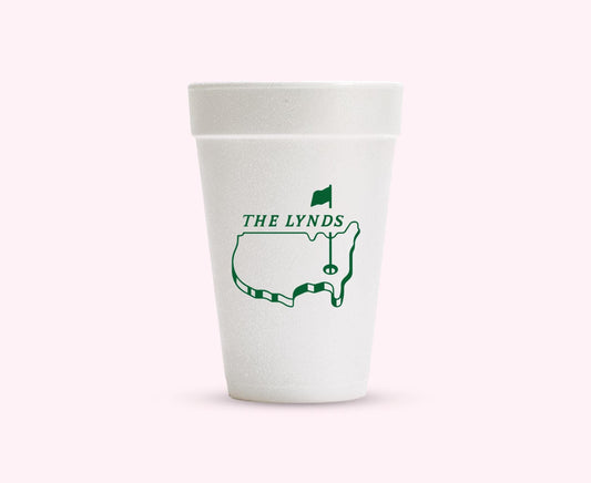 Personalized Custom Golf Masters Theme Foam Party 16 Ounce Cups