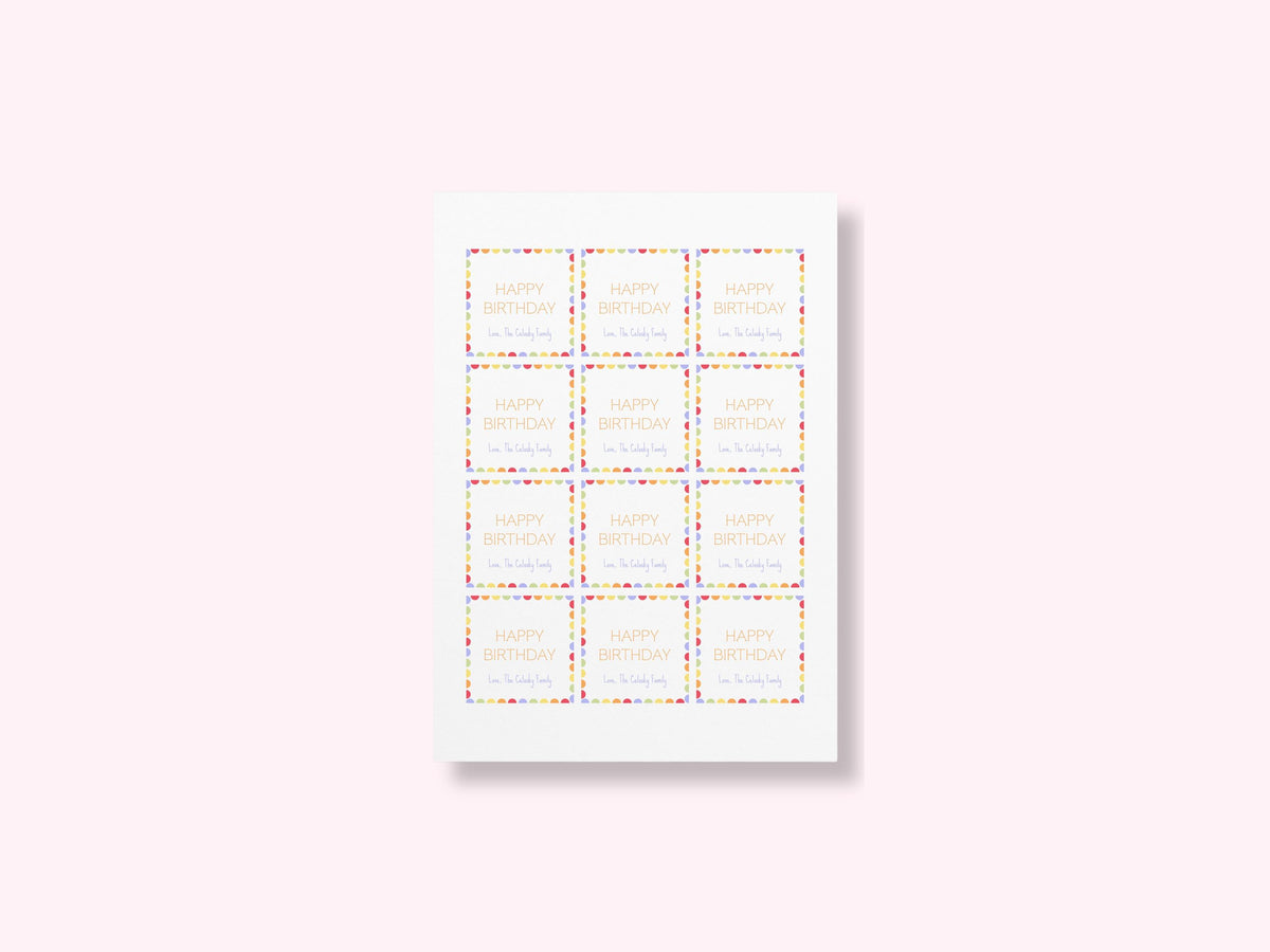 Personalized Birthday Stickers, custom party favor labels