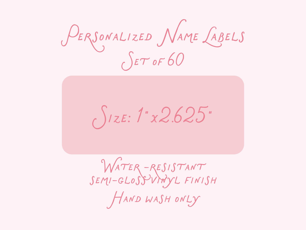 Personalized name label stickers - Green and Coral Flower