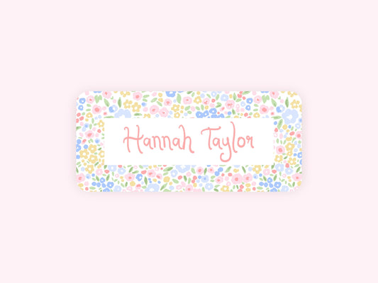 Personalized name label stickers - Pastel Flowers