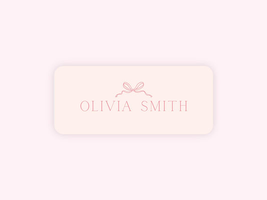 Personalized name label stickers - Pink Bow